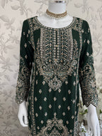 SAFFA | 3 piece Embroidered Chiffon Gharara Suit