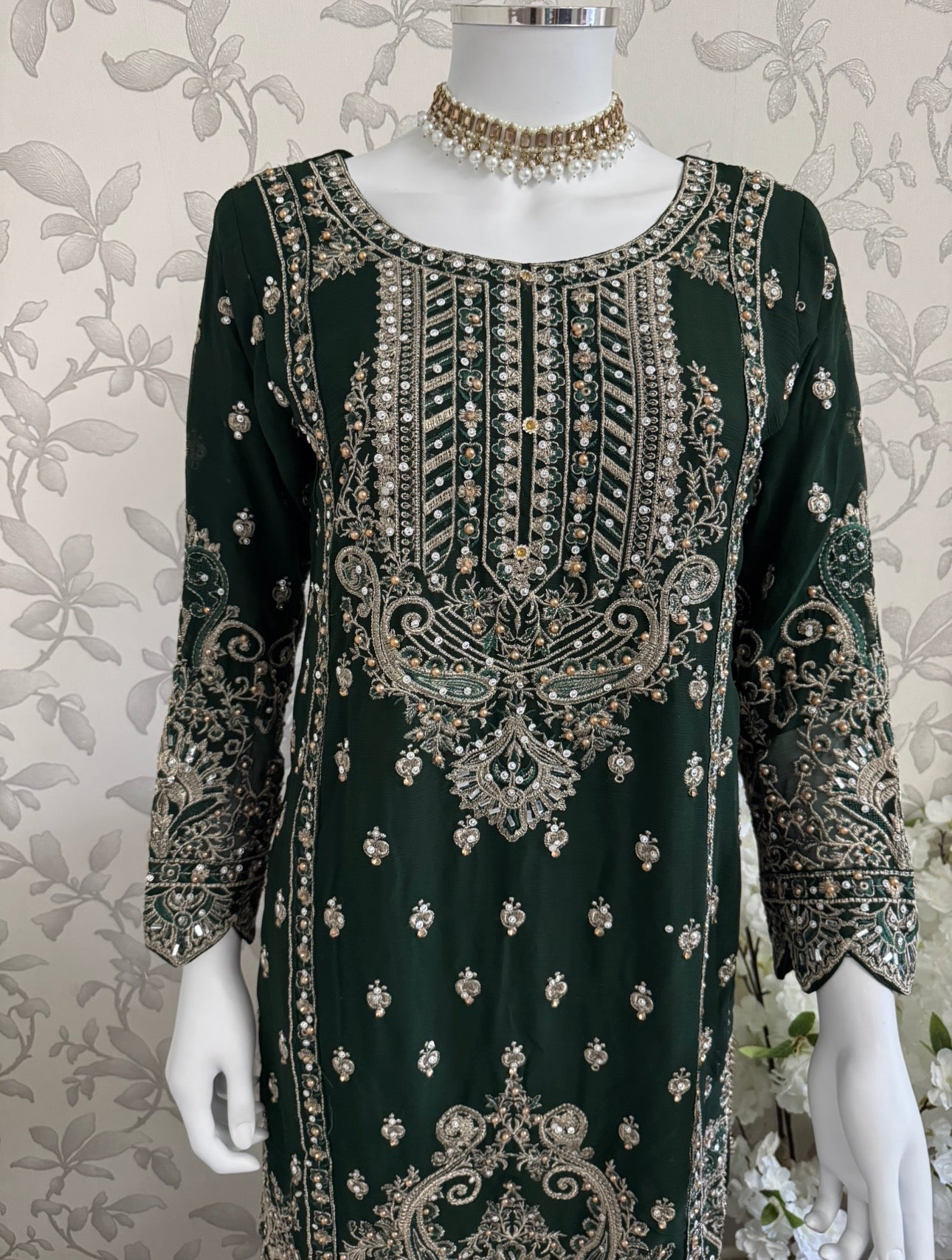 SAFFA | 3 piece Embroidered Chiffon Gharara Suit
