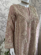 AFROZ Blush Pink | 3 piece Embroidered soft Organza suit