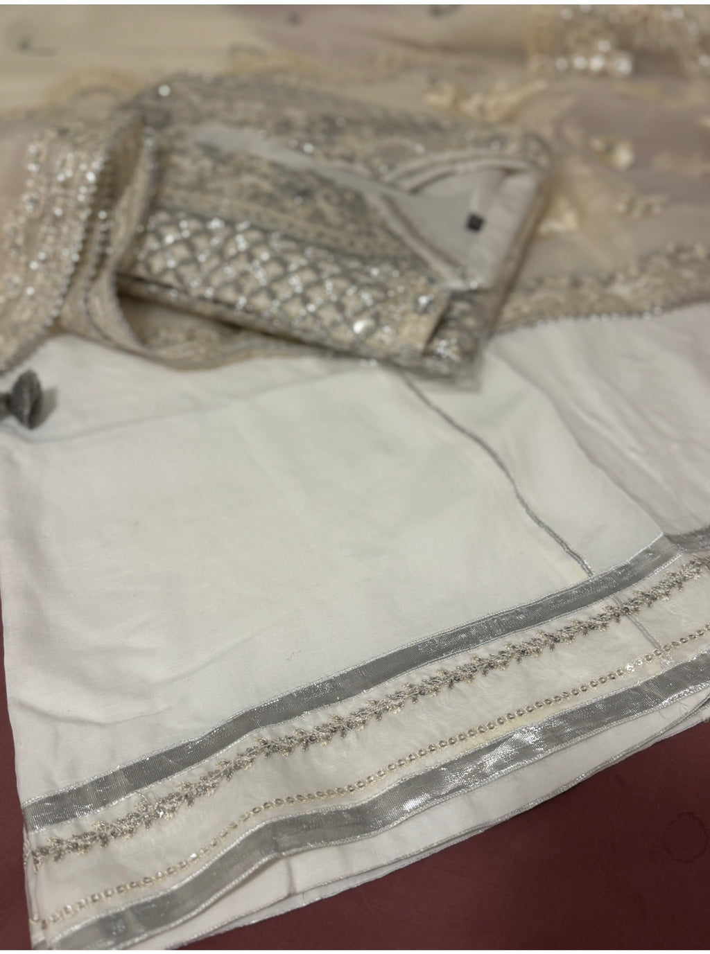 CHANDNI | 3 piece Embroidered soft organza sharara Suit