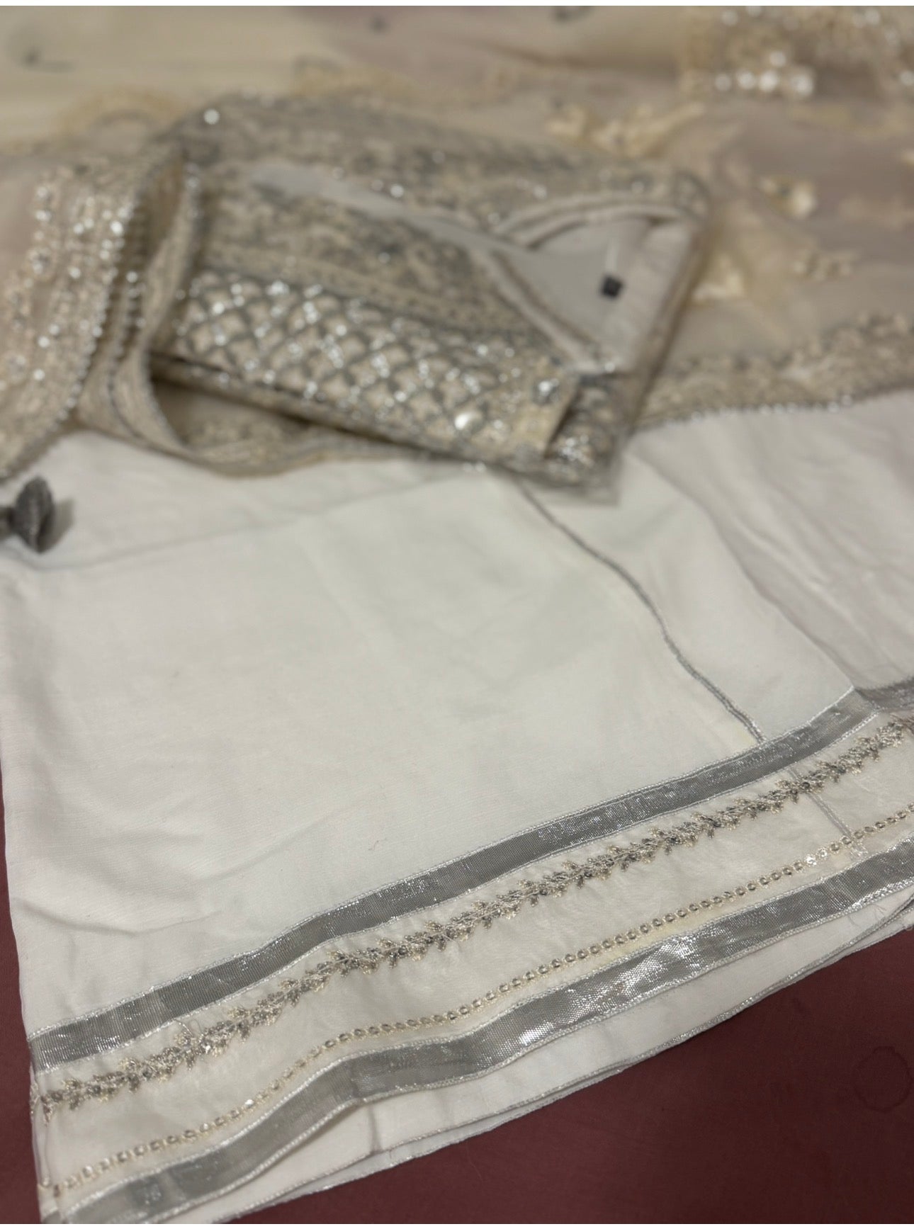 CHANDNI | 3 piece Embroidered soft organza sharara Suit