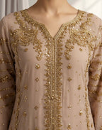 NAZLEEN | 3 piece embroidered Chiffon wedding Suit