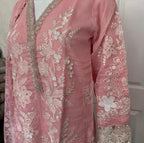 Rose Quartz | 3 piece Luxury Embroidered khaadi Net Suit
