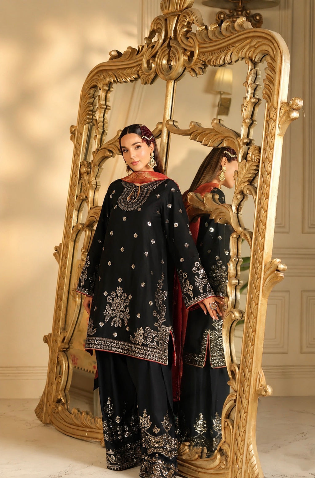 ZARMINA | 3 piece heavy Embroidered sequins work party wear stitched suit