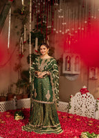 RANJHANA | 3 piece Luxury Embroidered wedding Gharara stitched suit