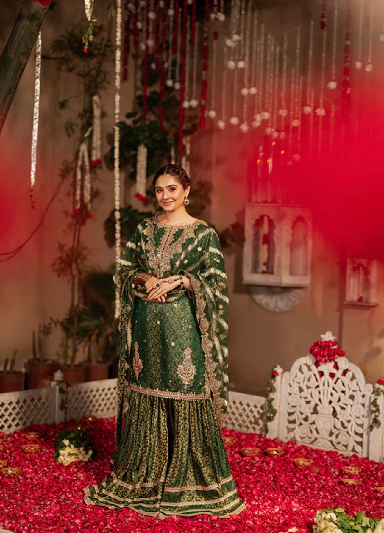 RANJHANA | 3 piece Luxury Embroidered wedding Gharara stitched suit