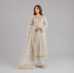 NUREH | 3 piece heavy embroidered soft organza wedding suit