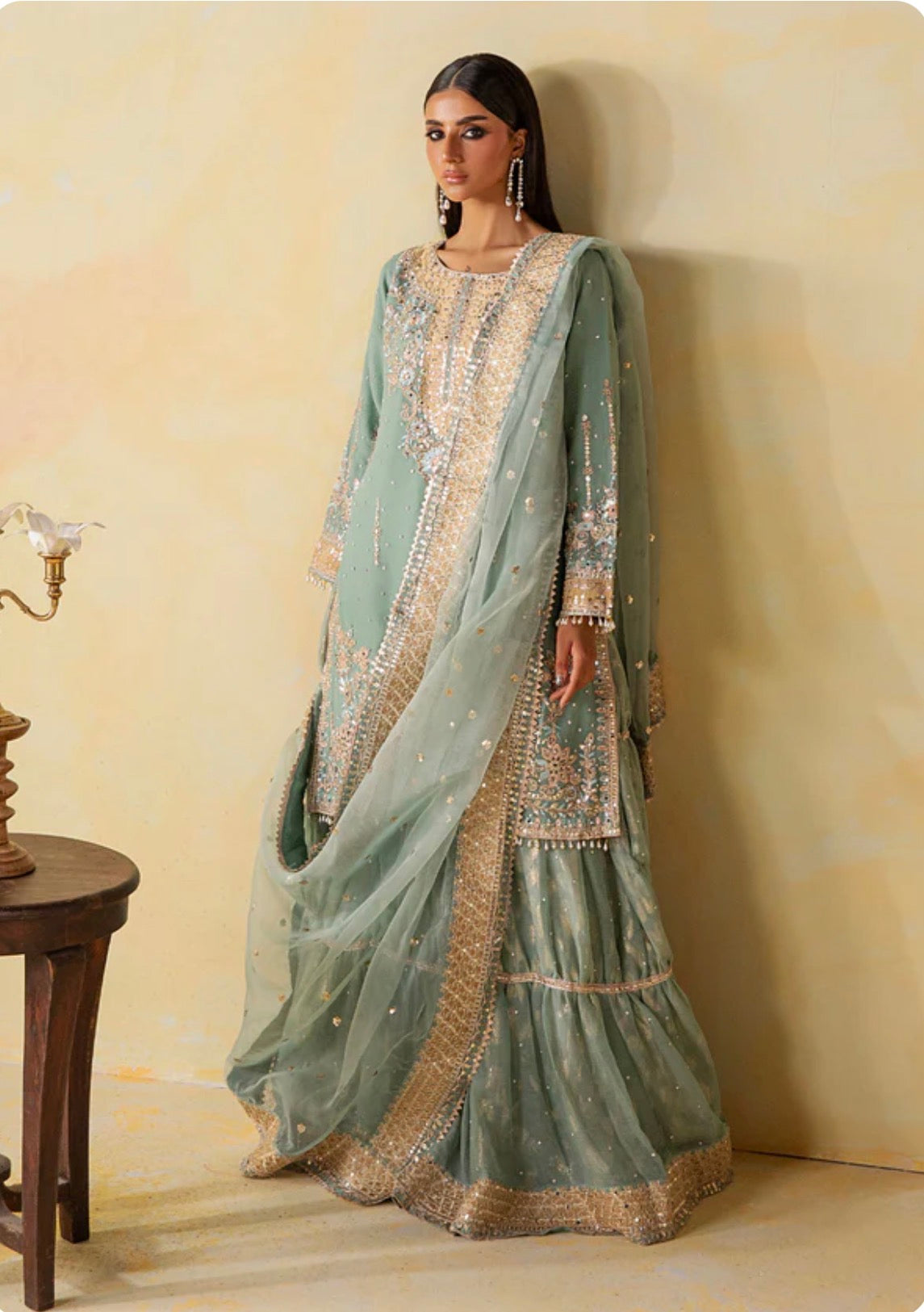 NEHAAL | 3 piece Luxury Embroidered Pakistani Sharara Suit | Festive & Wedding Wear