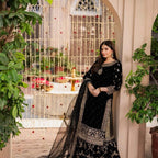 MEHVAR | 3 piece Heavy Embroidered velvet Farshi Gharara suit