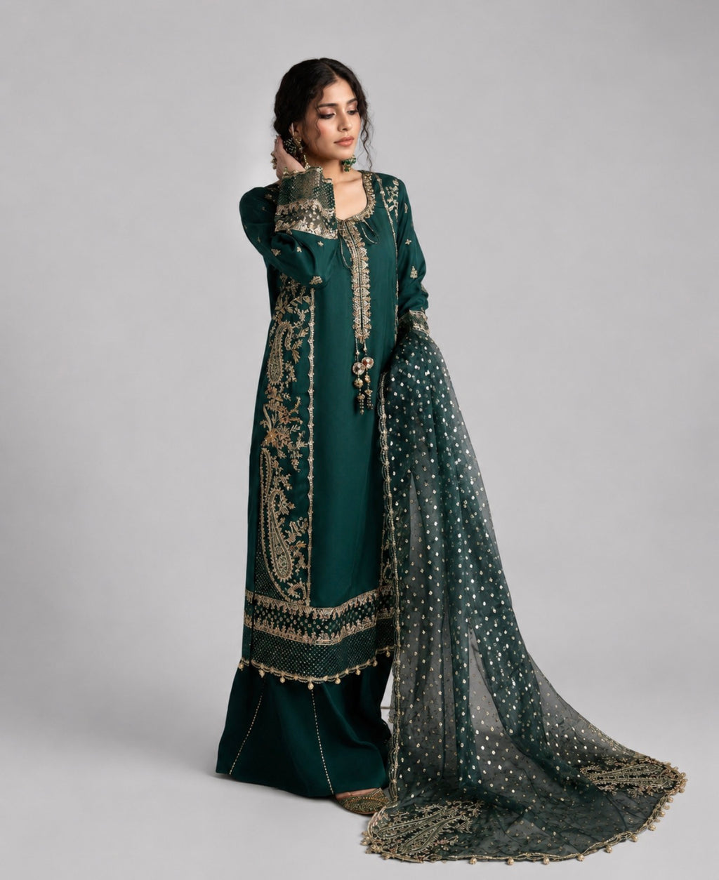 CHAAND RAAT | 3 piece Embroidered Raw Silk suit