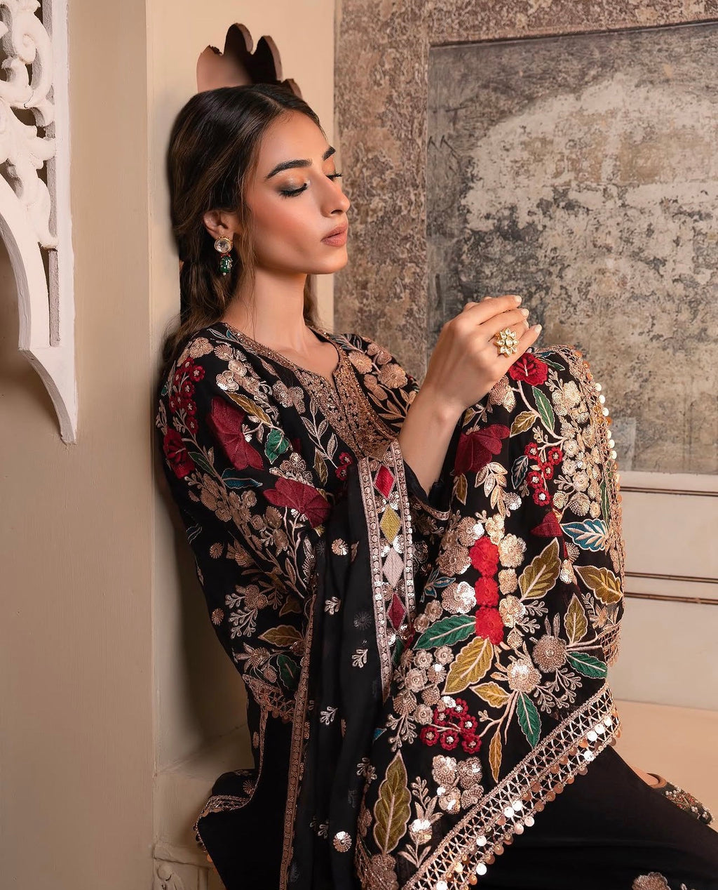 MAHNAZ | 4 piece Heavy Embroidered chiffon wedding suit