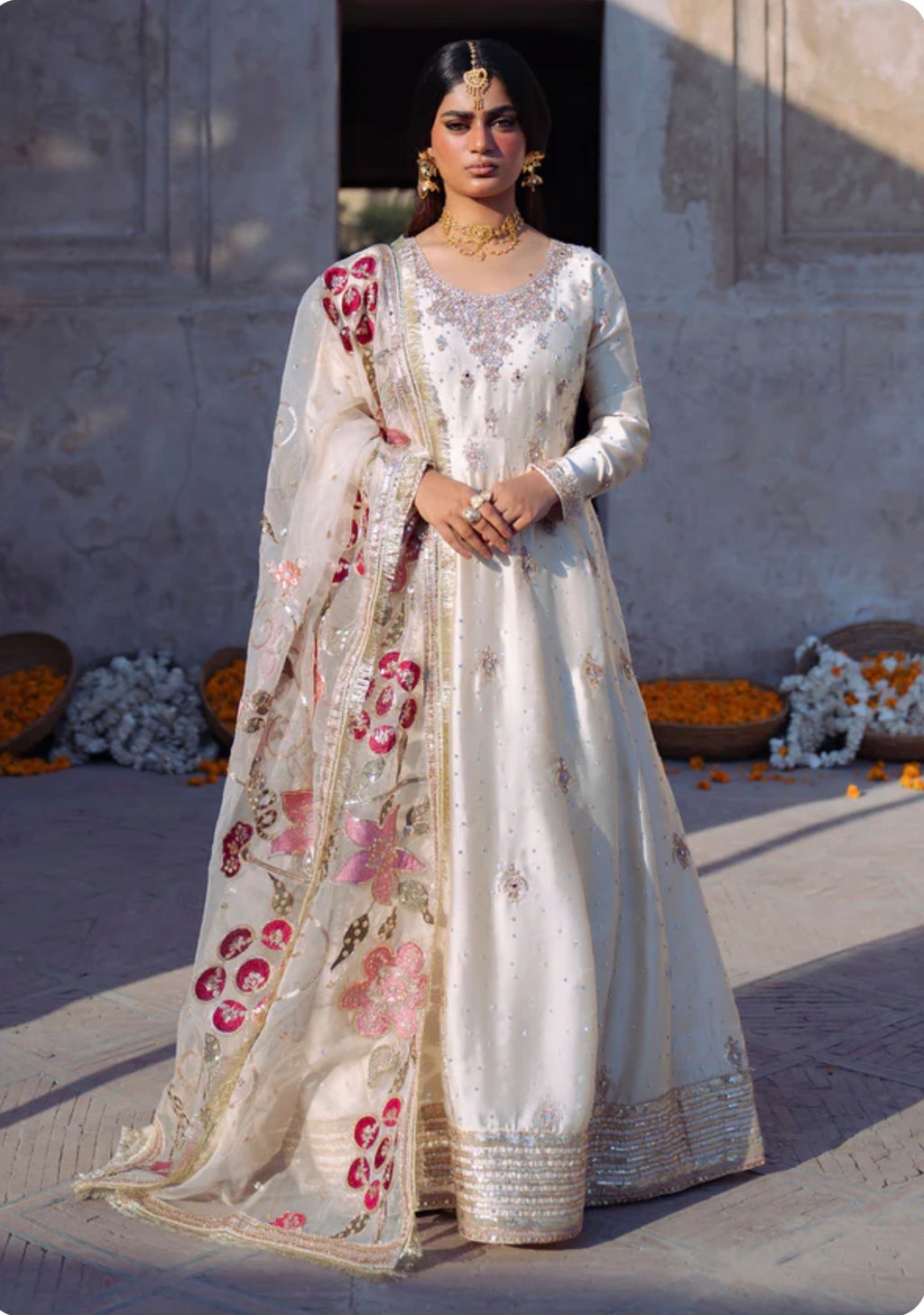 SARAPAH | 3 piece Pakistani Silk Luxury Embroidered Silk Maxi- wedding dress