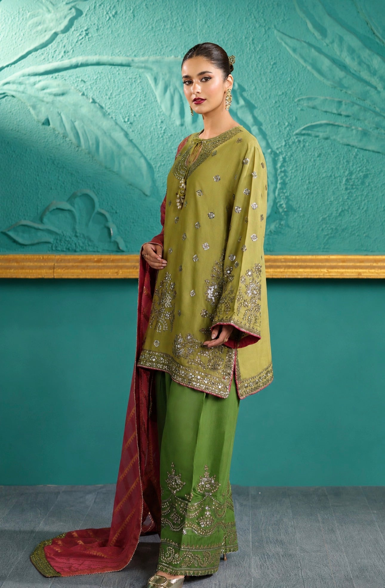 ZARMINA | 3 piece heavy Embroidered sequins work party wear stitched suit