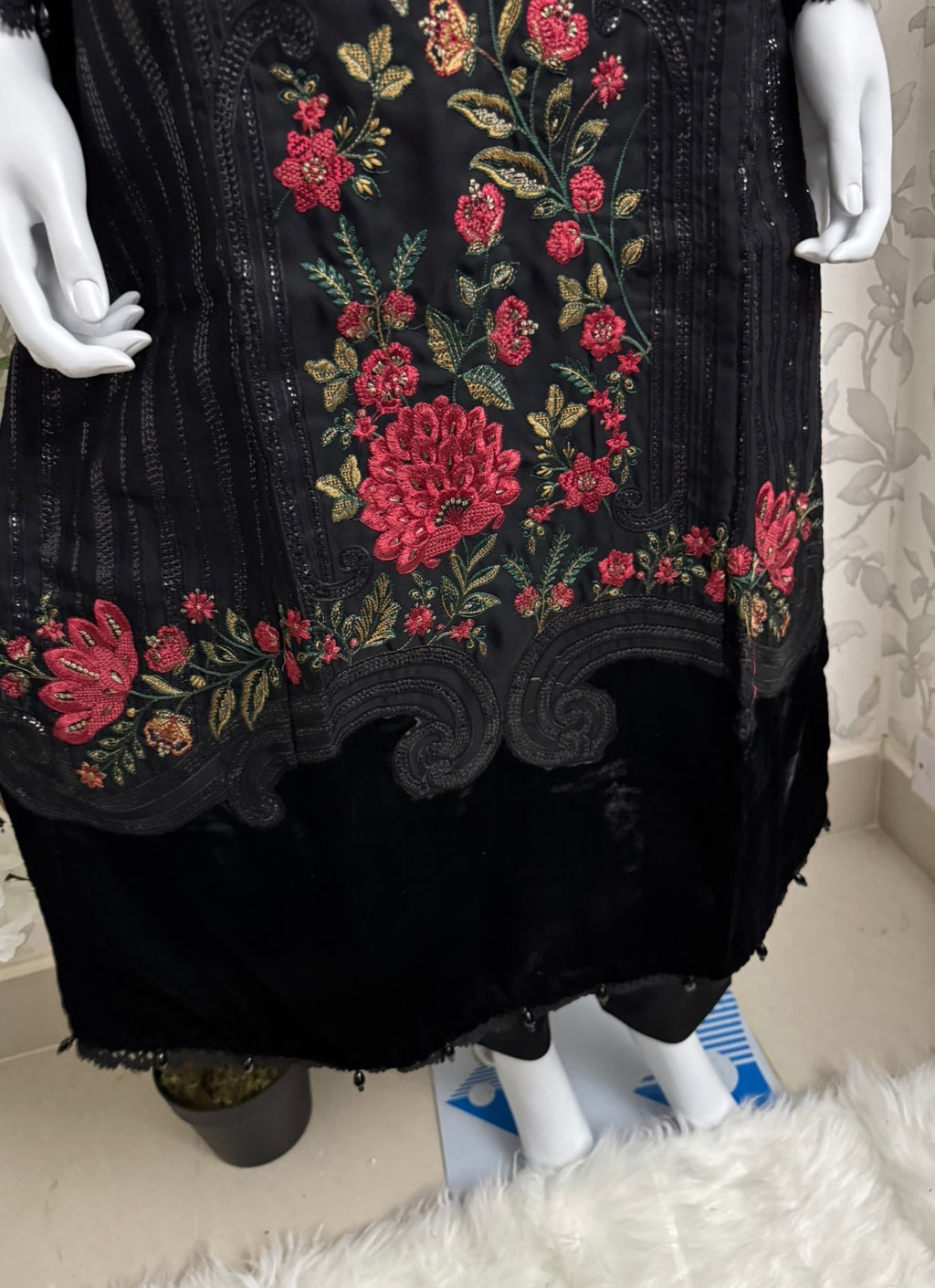 D9 MARIA.B Inspired Black Embroidered 3PC Suit