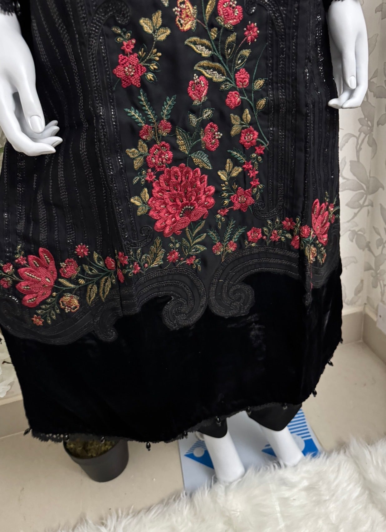 D9 MARIA.B Inspired Black Embroidered 3PC Suit