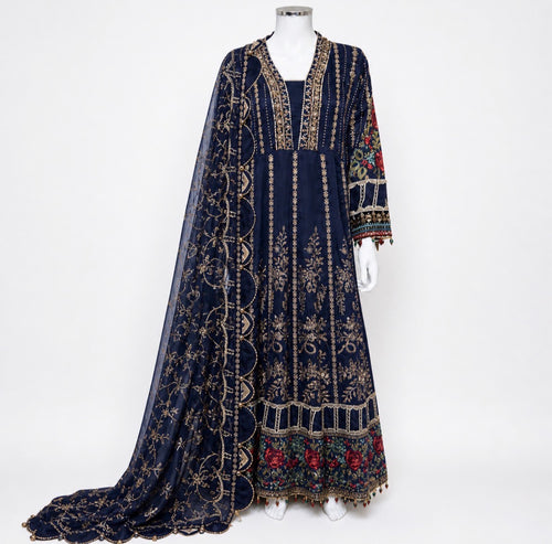 NOOR-E-LAILA | 3 piece Embroidered Net Maxi Dress