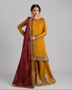 CHAAND RAAT | 3 piece Embroidered Raw Silk sharara Suit