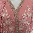 Rose Quartz | 3 piece Luxury Embroidered khaadi Net Suit