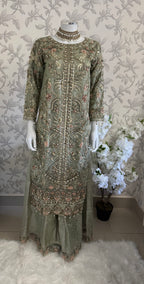 PEARLS | Luxury Hand Embellished Pakistani 3 piece sharara Suit