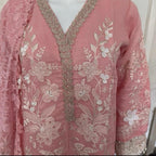 Rose Quartz | 3 piece Luxury Embroidered khaadi Net Suit