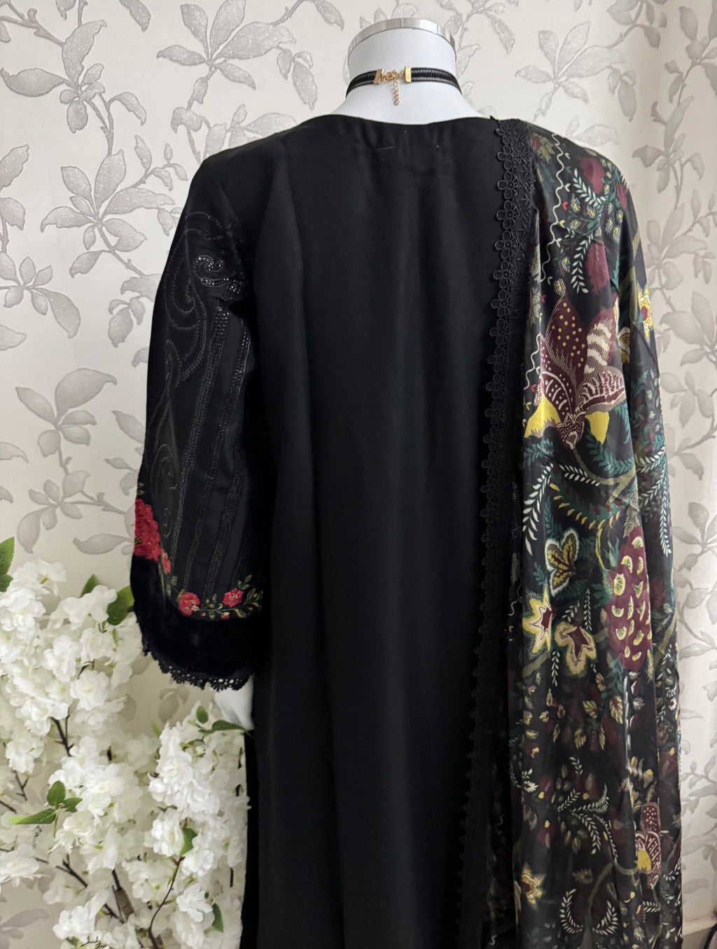 D9 MARIA.B Inspired Black Embroidered 3PC Suit
