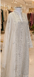 CHANDNI | 3 piece Embroidered soft organza sharara Suit