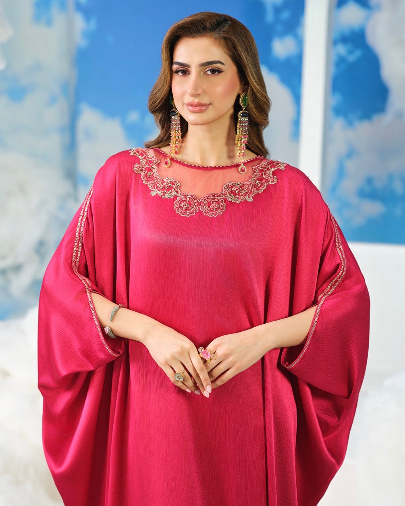 Hot Pink silk kaftan