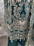 AFROZ Emerald | 3 piece Embroidered soft Organza Suit