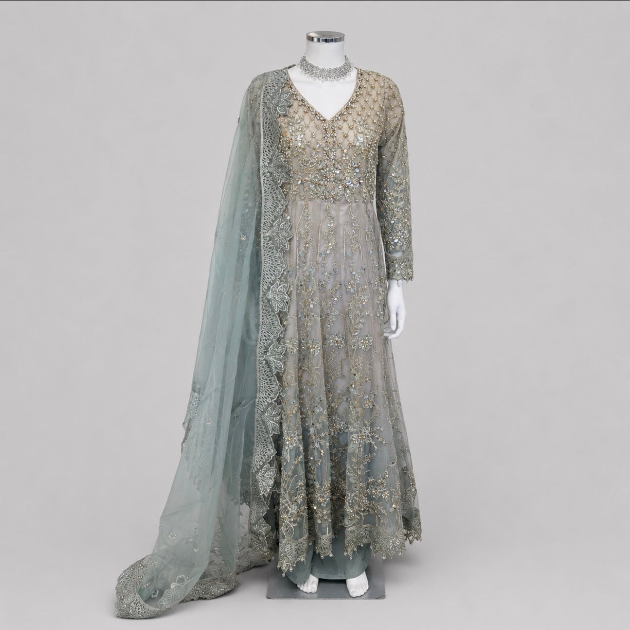 MASHAL | 3 piece heavy Embroidered Net wedding Dress