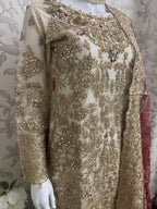 DULHAN | 3 piece heavy Embroidered Net Pakistani wedding Bridal Gharara Suit