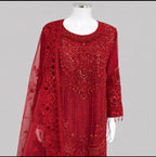 SANNA | 3 pieces heavy embroidered Net wedding sharara suit