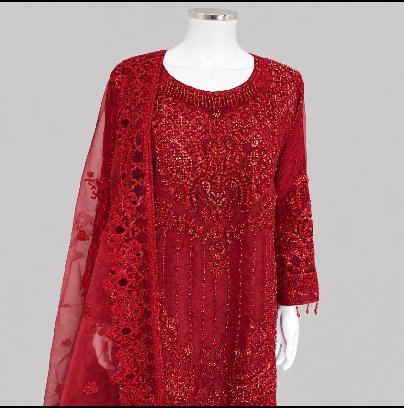 SANNA | 3 pieces heavy embroidered Net wedding sharara suit