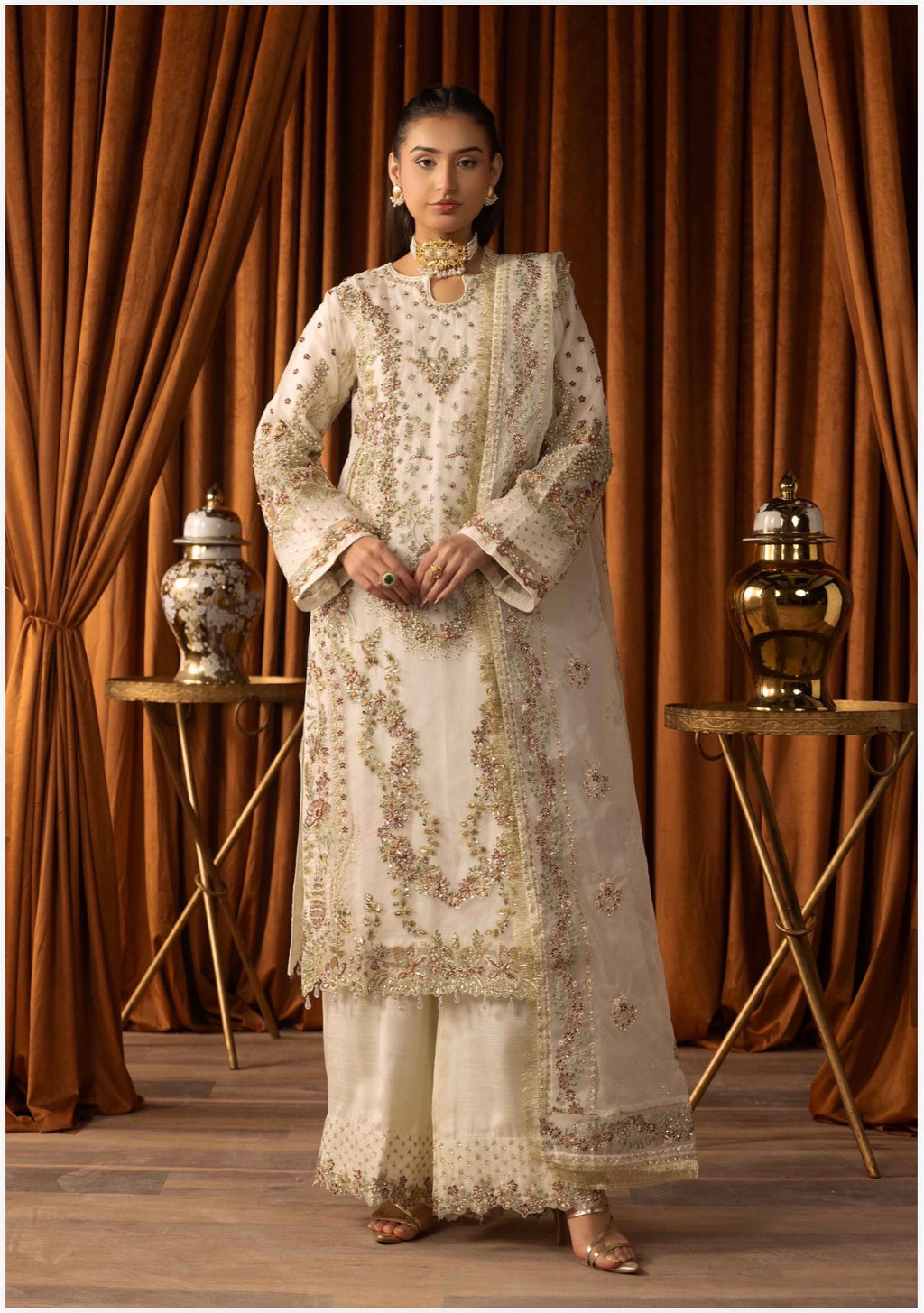 SANGEET | 3 piece heavy Embroidered soft organza Suit
