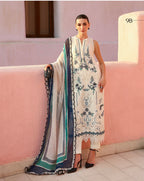 Azure Bloom | 3 piece Luxury Embroidered Lawn Suit