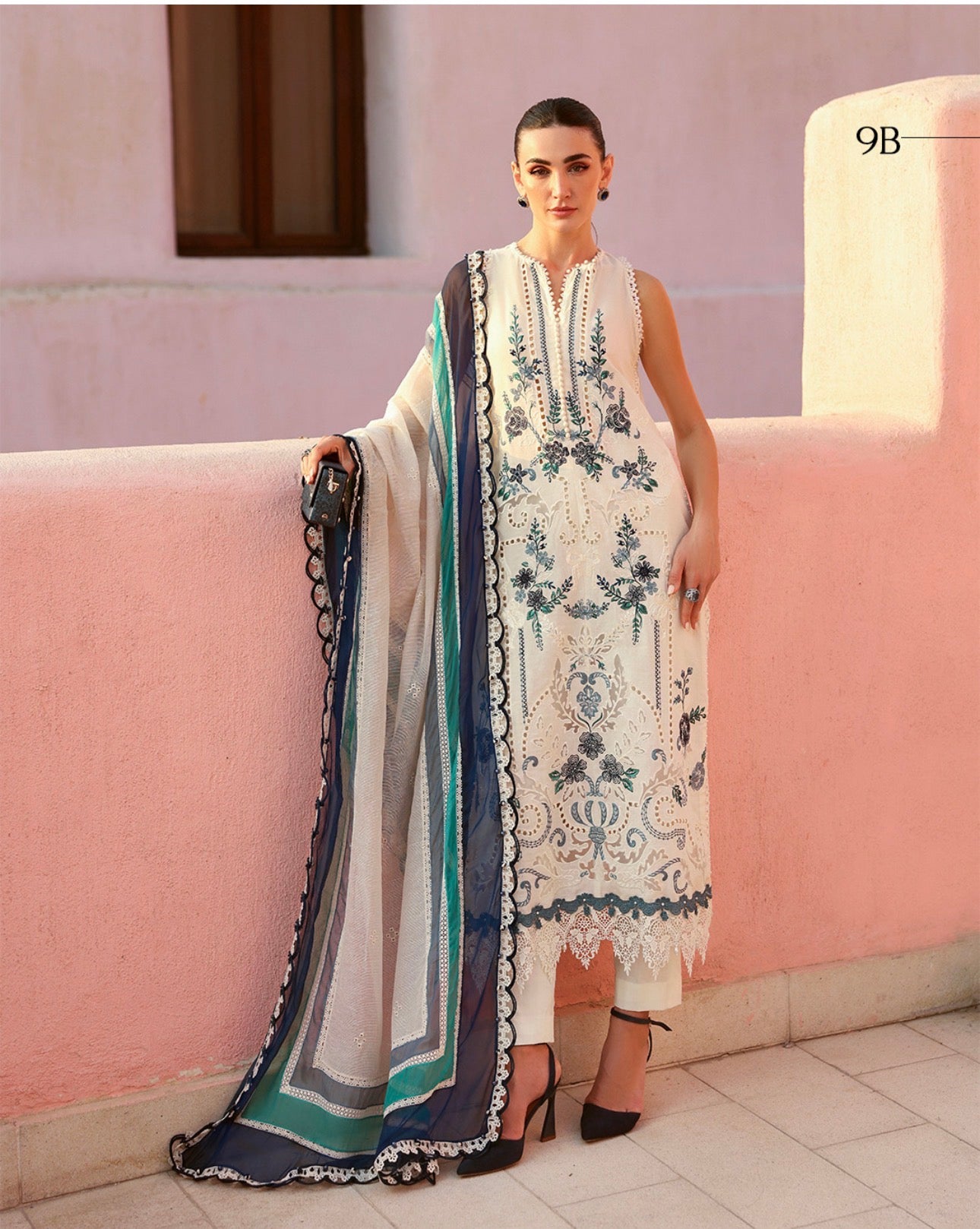 Azure Bloom | 3 piece Luxury Embroidered Lawn Suit
