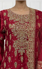 RANGOLI | 4 piece heavy Embroidered Silk wedding stitched Suit