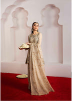 ALANI Champagne Beige | 3 piece Embroidered chiffon Peplum Suit