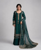 CHAAND RAAT | 3 piece Embroidered Raw Silk suit