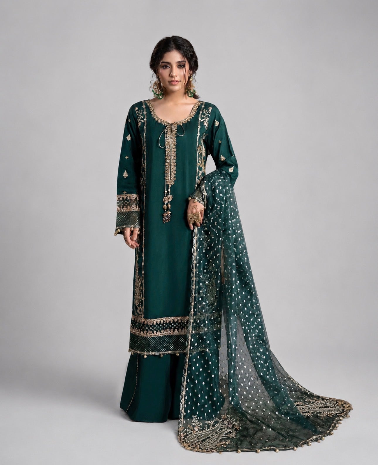 CHAAND RAAT | 3 piece Embroidered Raw Silk suit