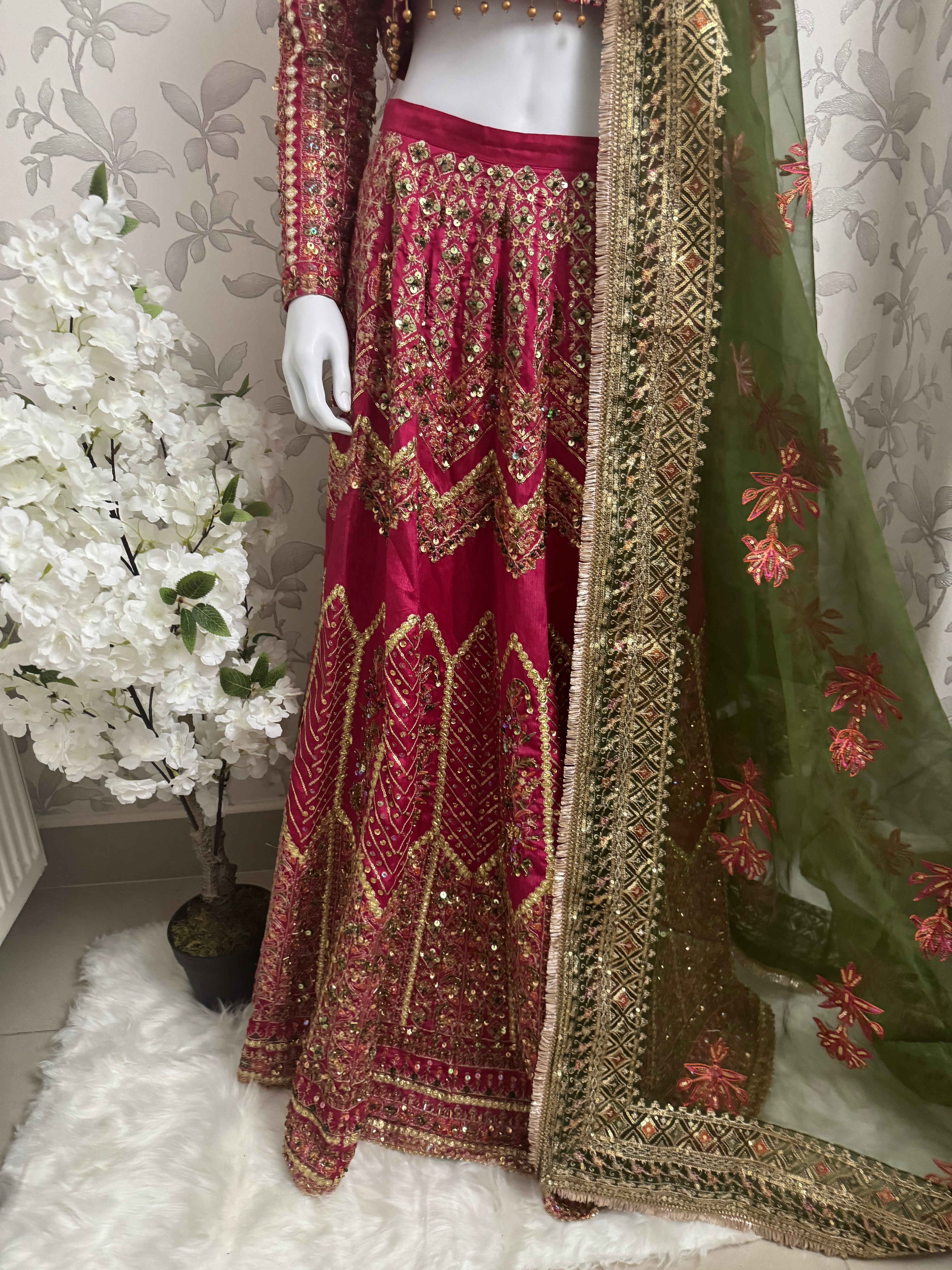 GUL BADAN | 3 piece Embroidered Pakistani bridal Lehenga choli collection
