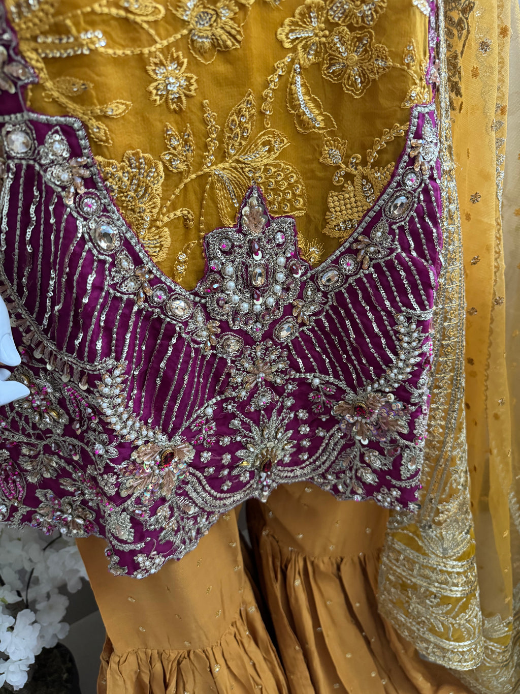 IMROZIAA | 3 piece Embroidered chiffon wedding Gharara Suit