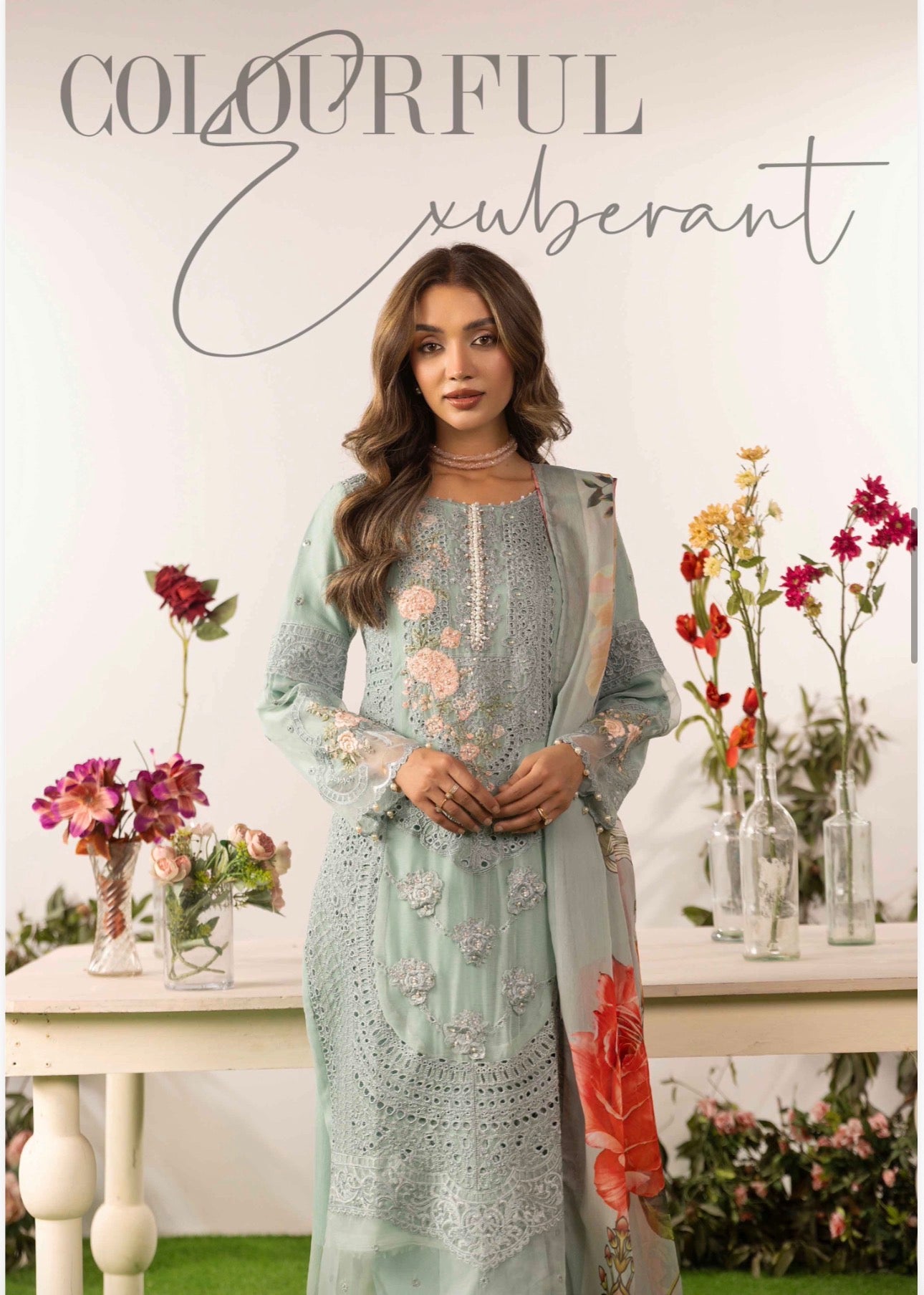 ELYSIA | 3 piece Embroidered Chiffon Suit