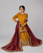 CHAAND RAAT | 3 piece Embroidered Raw Silk sharara Suit