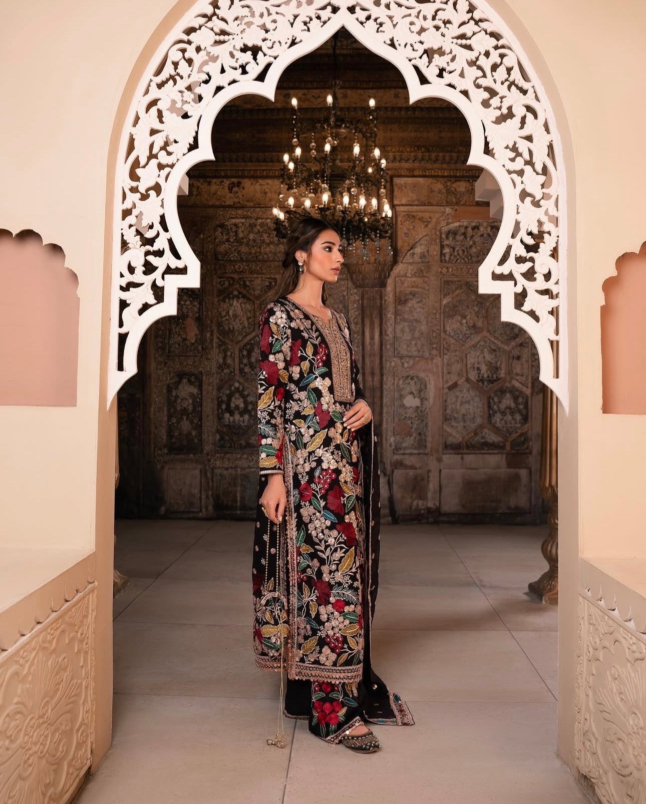 MAHNAZ | 4 piece Heavy Embroidered chiffon wedding suit
