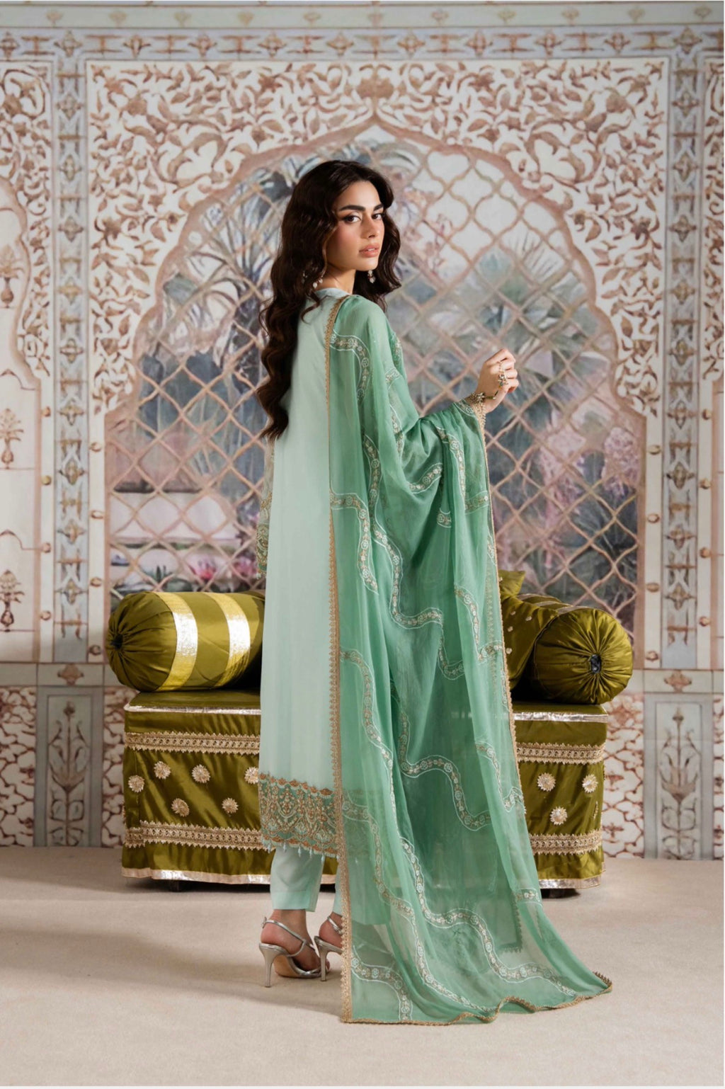 ALANI Mint Green | 3 pieces Embroidered chiffon Suit