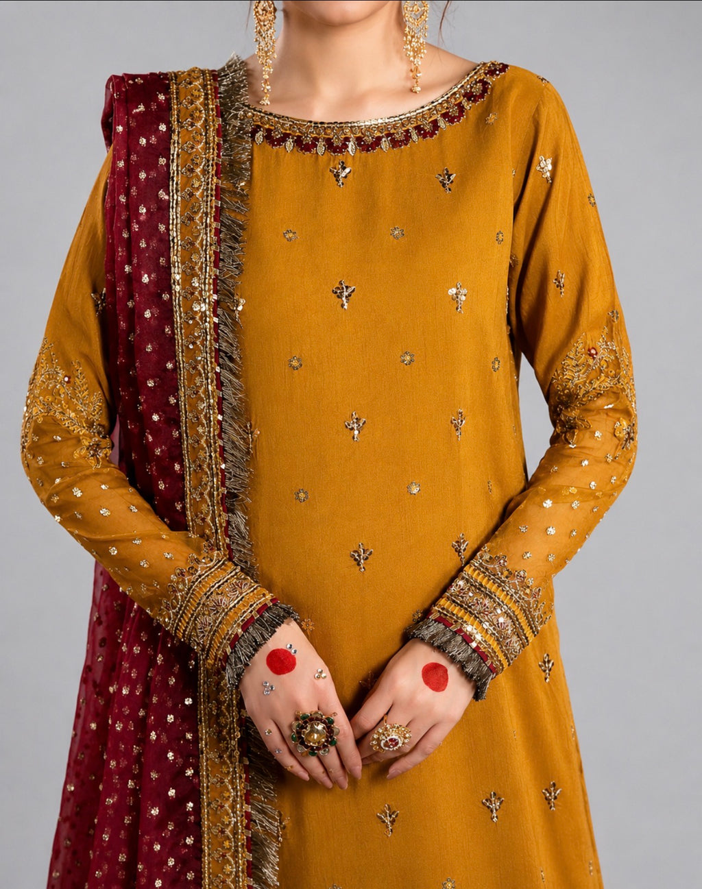 CHAAND RAAT | 3 piece Embroidered Raw Silk sharara Suit