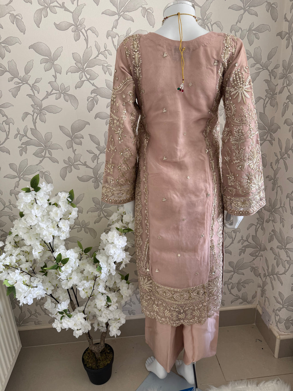 AFROZ Blush Pink | 3 piece Embroidered soft Organza suit