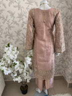 AFROZ Blush Pink | 3 piece Embroidered soft Organza suit