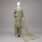 Sage Serenity- 3 piece Embroidered Luxury Suit