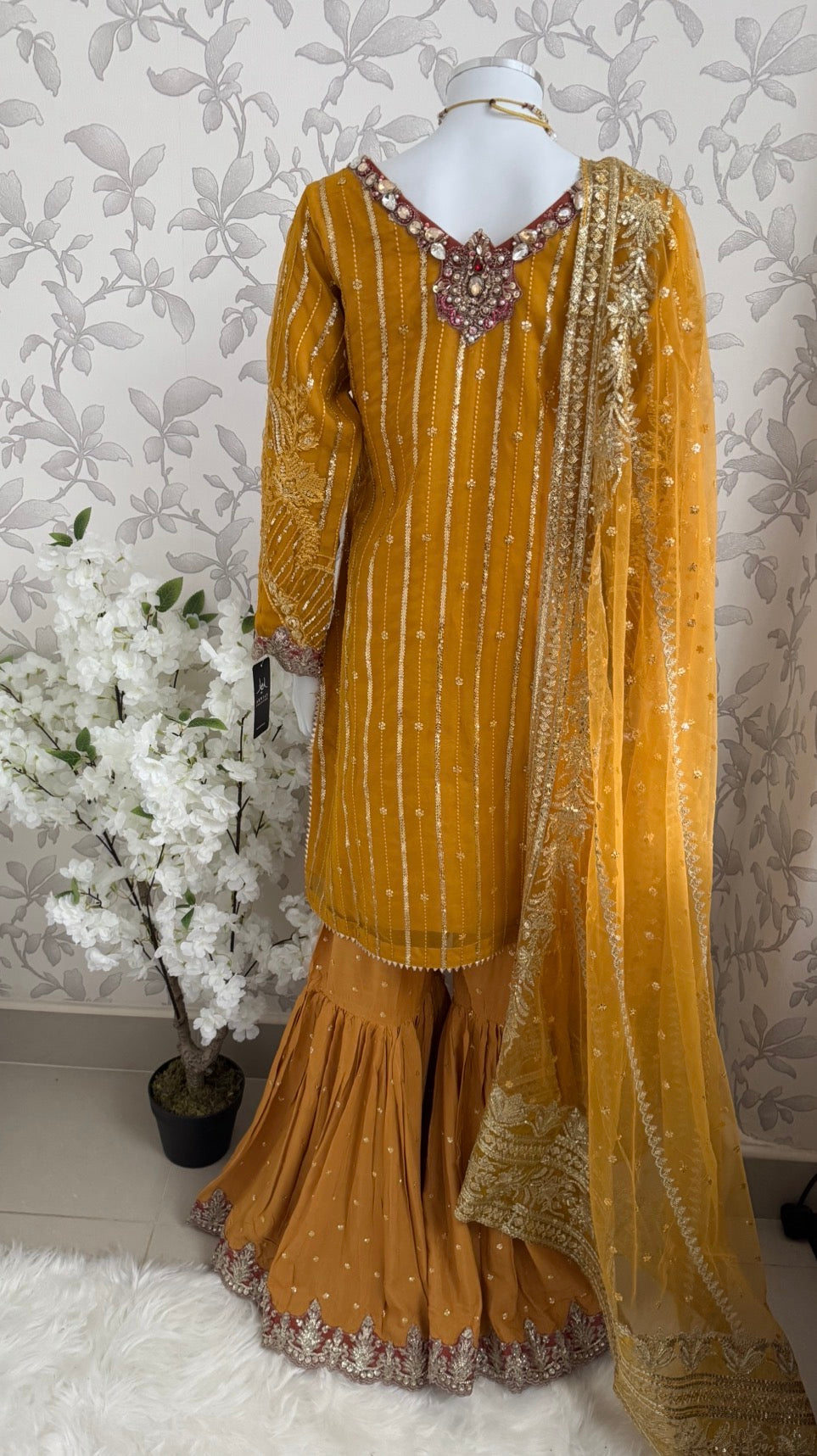 IMROZIAA | 3 piece Embroidered chiffon wedding Gharara Suit